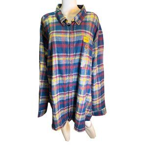 The Foundry Supply Co. Mens 4XLT Blue & Red Plaid Cotton Button-Up Shirt NWT